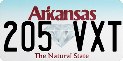 AR license plate 205VXT