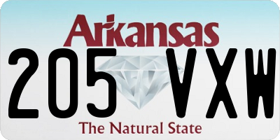 AR license plate 205VXW