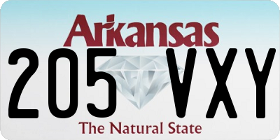 AR license plate 205VXY