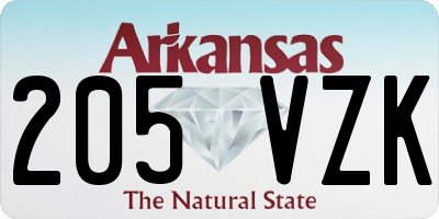 AR license plate 205VZK