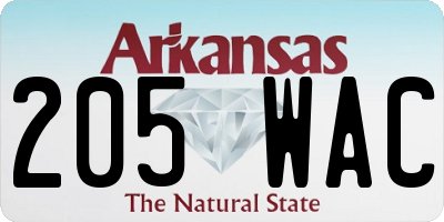 AR license plate 205WAC