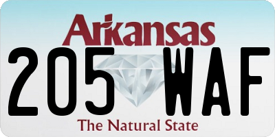 AR license plate 205WAF