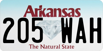 AR license plate 205WAH