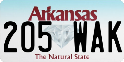 AR license plate 205WAK