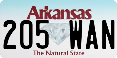 AR license plate 205WAN