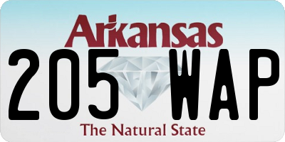 AR license plate 205WAP