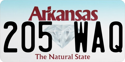 AR license plate 205WAQ
