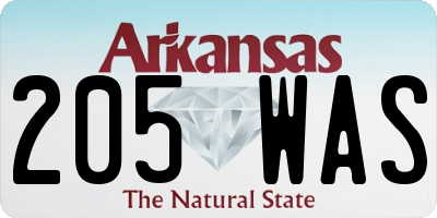 AR license plate 205WAS