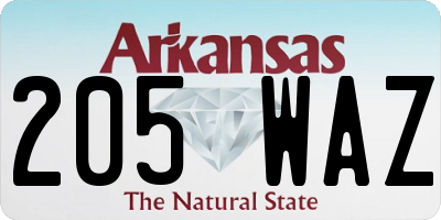 AR license plate 205WAZ