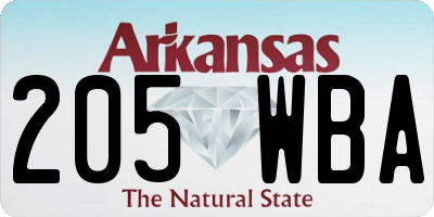 AR license plate 205WBA