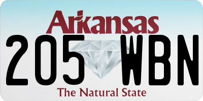 AR license plate 205WBN