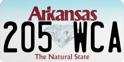 AR license plate 205WCA