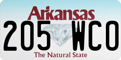 AR license plate 205WCO