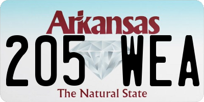 AR license plate 205WEA