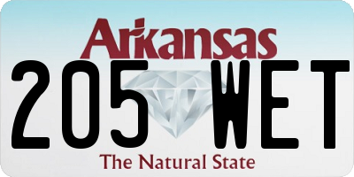 AR license plate 205WET
