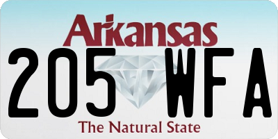 AR license plate 205WFA
