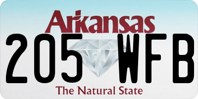 AR license plate 205WFB