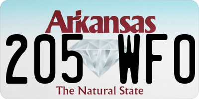 AR license plate 205WFO