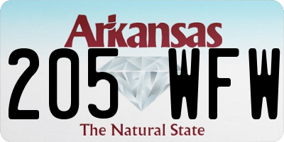 AR license plate 205WFW