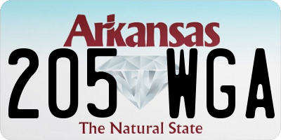 AR license plate 205WGA