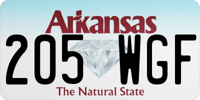 AR license plate 205WGF