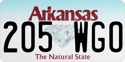 AR license plate 205WGO
