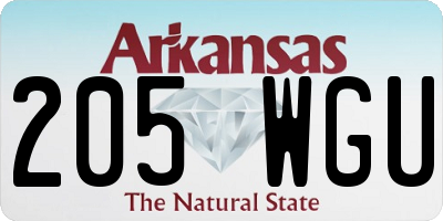 AR license plate 205WGU