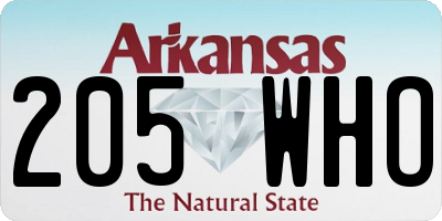 AR license plate 205WHO
