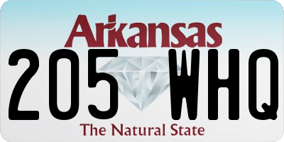AR license plate 205WHQ