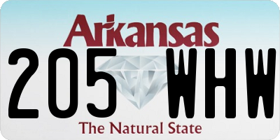 AR license plate 205WHW