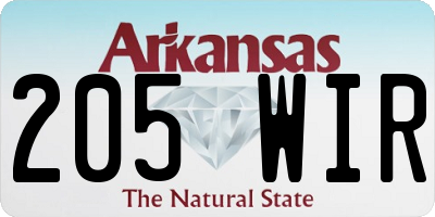 AR license plate 205WIR