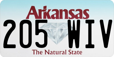 AR license plate 205WIV
