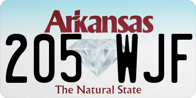 AR license plate 205WJF