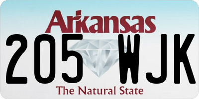 AR license plate 205WJK