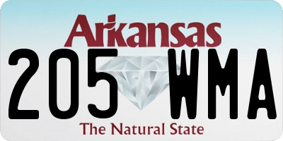 AR license plate 205WMA