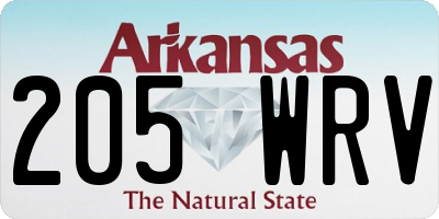 AR license plate 205WRV