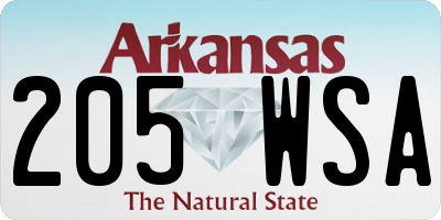 AR license plate 205WSA