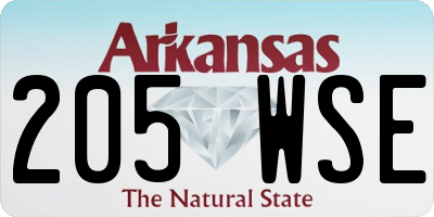 AR license plate 205WSE