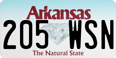 AR license plate 205WSN