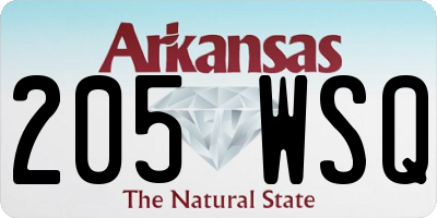 AR license plate 205WSQ