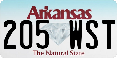 AR license plate 205WST