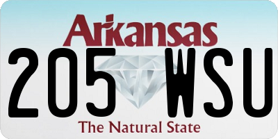 AR license plate 205WSU