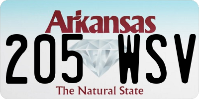 AR license plate 205WSV