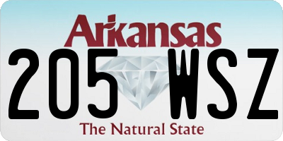 AR license plate 205WSZ