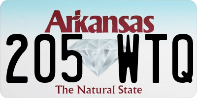 AR license plate 205WTQ