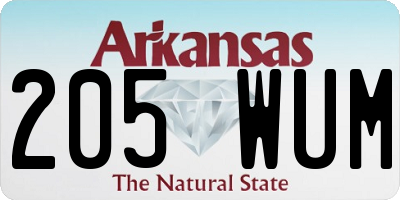 AR license plate 205WUM