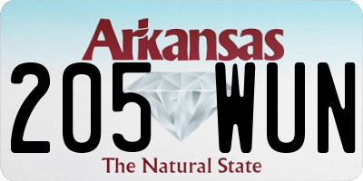 AR license plate 205WUN