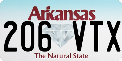 AR license plate 206VTX