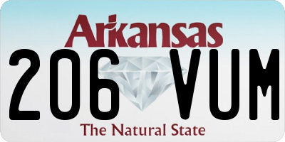 AR license plate 206VUM