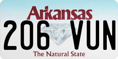 AR license plate 206VUN